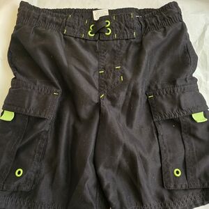 Cherokee Black Cargo Shorts with Neon Highlights Boys Swim Trunks Size 4-5